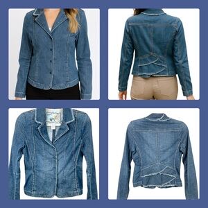 Blue Asphalt Denim Jacket Fringe Details Size Small